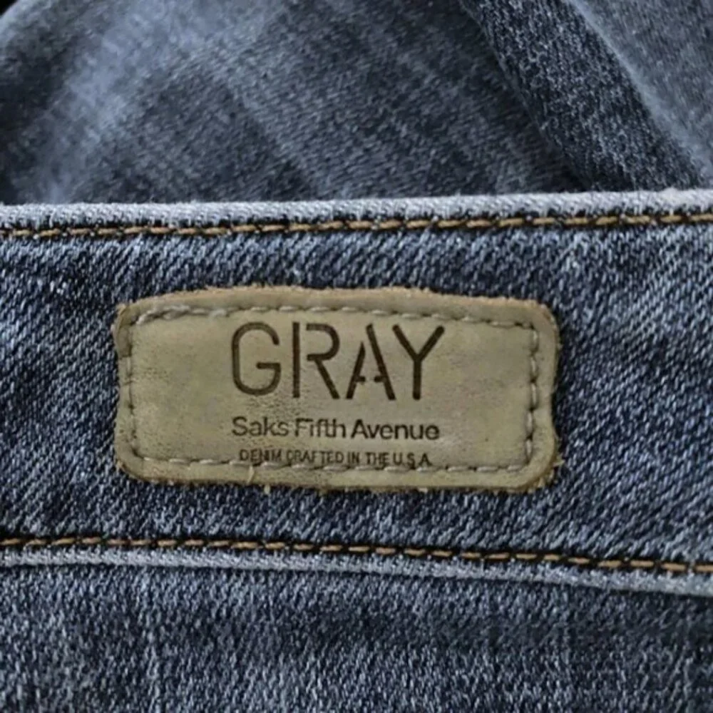 Saks Fifth Avenue Gray Distressed Skinny Jeans Size 28 Stretch Denim Modern - Picture 6 of 10